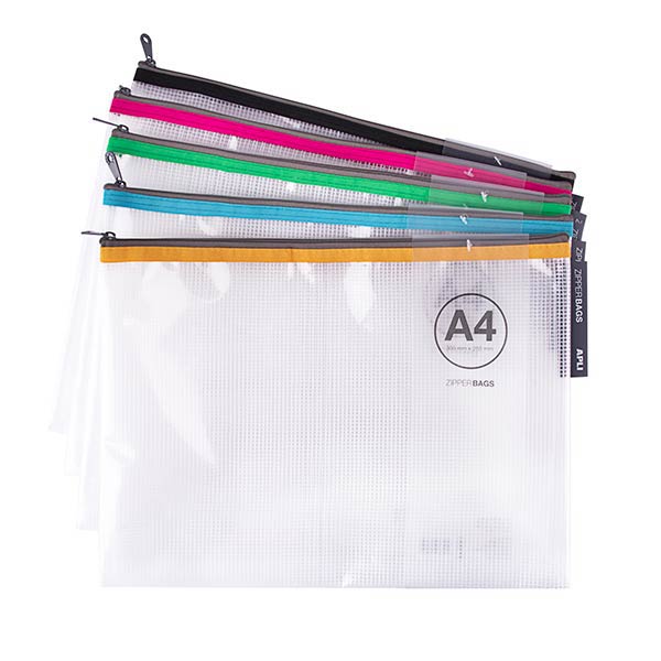 BOLSA CREMALLERA A4 CIERRE ZIPPER COLORES SURT-CAJA 20U