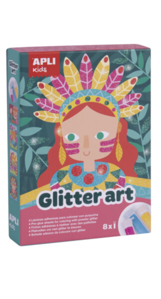 JUEGO PURPURINA GLITTER ART (4 LAMINAS, 8 BOTES PURPURINA)
