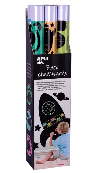 PIZARRA NEGRA FORMAS SURTIDAS ADHESIVA-6U EXPOSITOR