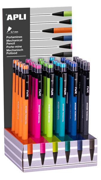 PORTAMINAS 07MM SOFT COLORES SURTIDOS-EXPOSITOR 24U