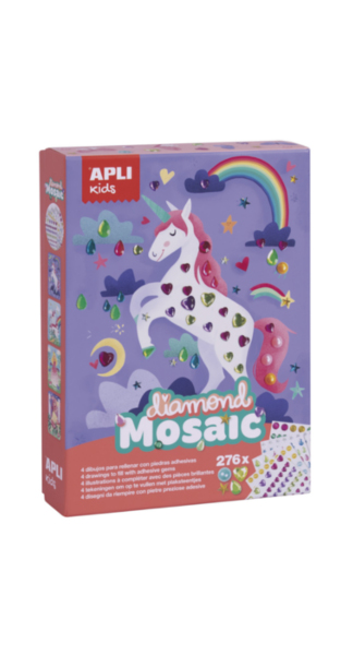 JUEGO MOSAICOS DIAMANTES (4 LAMINAS, 276 DIAMANTES, GUIAS)