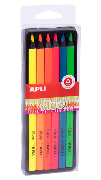 LAPICES COLORES JUMBO FLUOR 6U BLISTER (TRIANGULARES)