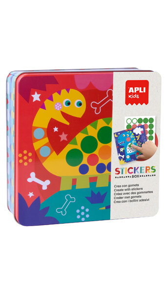 JUEGO GOMETS DINOSAURIOS EN CAJA METALICA (STICKERS)