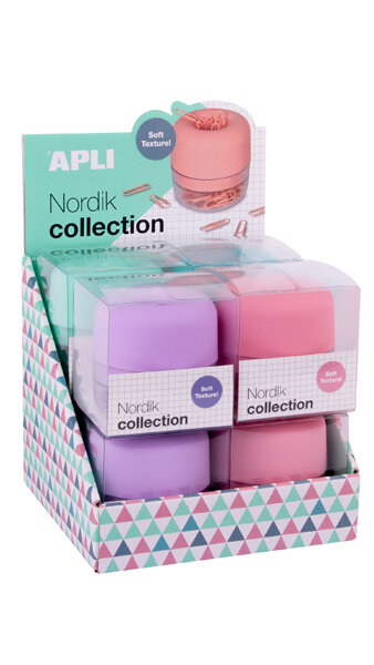 DISPENSADOR CLIPS COLORES PASTEL NORDIK-8U EXP. (PORTACLIPS