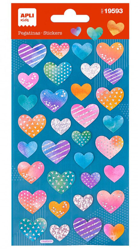 PEGATINAS SURTIDAS CORAZONES HOLOGRAFICOS SURTID. 1H-PACK 5
