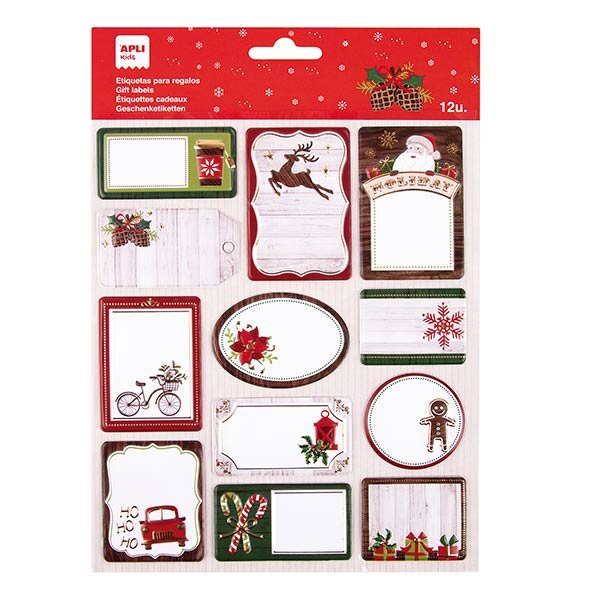 ETIQUETA REGALO NAVIDAD PIAS SURTIDAS 1H - PACK 5