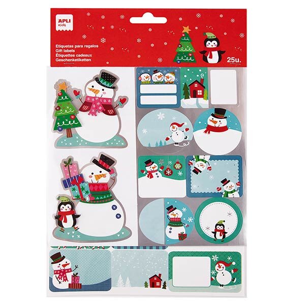ETIQUETAS REGALO NAVIDAD PINGUINO TRINEO SURT. 1H - PACK 5