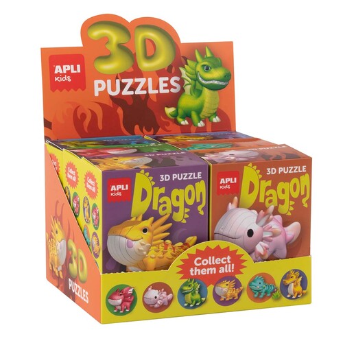 PUZZLE 3D DRAGONES SURTIDO - 6U EXPOSITOR
