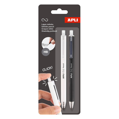 PACK 2 LAPIZ INFINITO RETRACTIL BLANCO Y NEGRO BLISTER