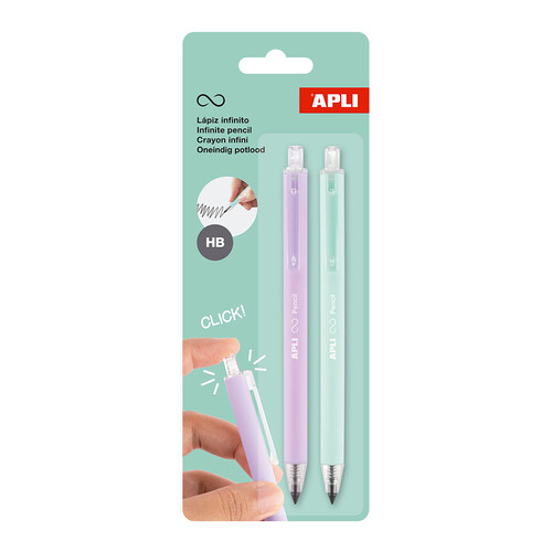 PACK 2 LAPIZ INFINITO RETRACTIL LILA Y VERDE BLISTER