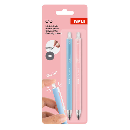PACK 2 LAPIZ INFINITO RETRACTIL AZUL Y ROSA BLISTER