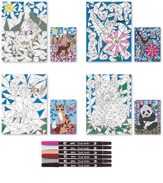 SET PINTA POR NUMEROS 4 LAMINAS + 6ROTU COLORING BY NUMBERS