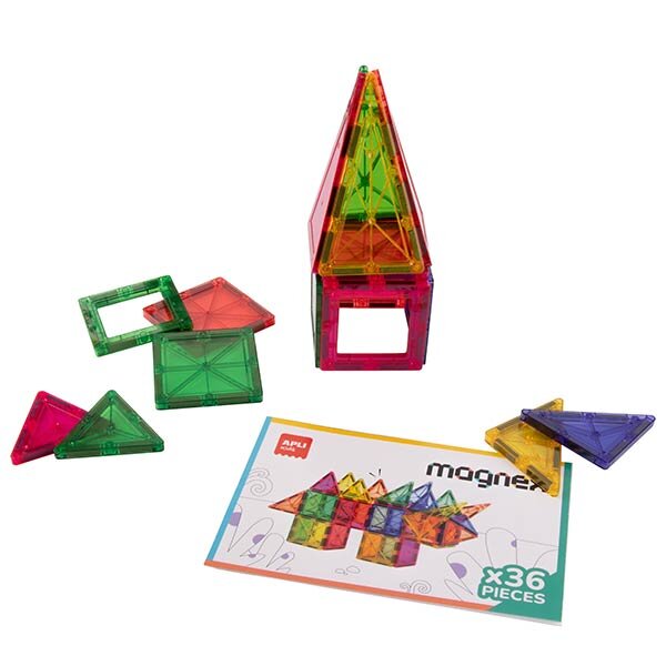 JUEGO MAGNETICO 36 PIEZAS TRANSPARENTES COLORES - MAGNEX