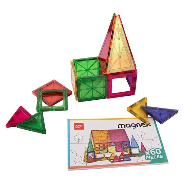 JUEGO MAGNETICO 60 PIEZAS TRANSPARENTES COLORES - MAGNEX
