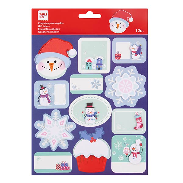 BLISTER ETIQUETAS REGALO CASITA NEVADA 1H PACK