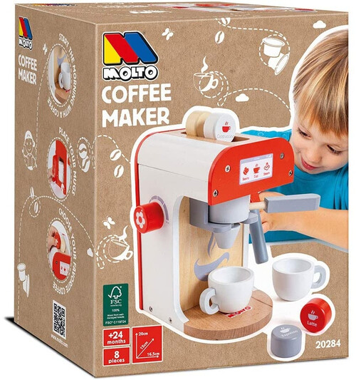 CAFETERA DE MADERA CON 8 PIEZAS MOLTO