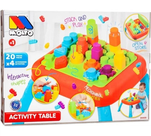 MESA ACTIVIDADES C/20 PIEZAS Y 4 JUEGOS MOLTO