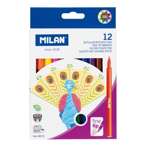 ROTU 12 COLORES MILAN PUNTA FINA CONICA