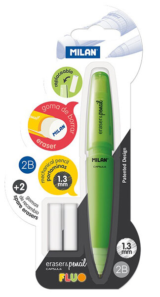 BLISTER PORTAMINAS CAPSULE FLUO 1.3MM + 2 GOMAS DE RECAMBIO