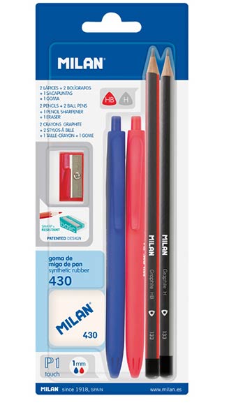 BLISTER 2 BOLI P1 + 2 LAPICES GRAF HB/H + GOMA 430 + SACAP