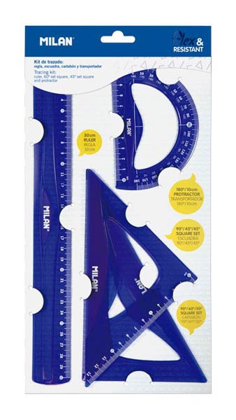 JUEGO REGLAS FLEXIBLE AZUL 4 PIEZAS MILAN SERIE ACID