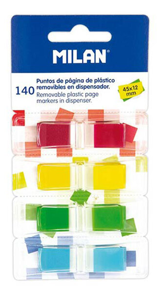 BANDERITAS ADHESIVAS 4 COLORES 140U BLISTER CON DISPENSADOR