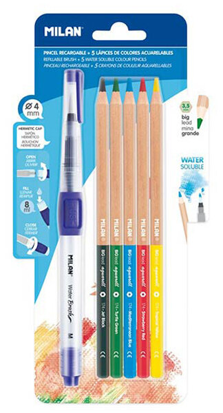 BLISTER 5 LAPICES ACUARELABLES+PINCEL DE AGUA