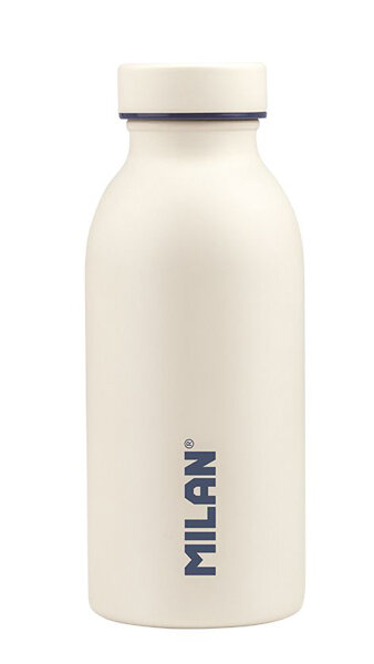 BOTELLA 354ML BLANCA ACERO INOXIDABLE ISOTERMICA LOGO MILAN