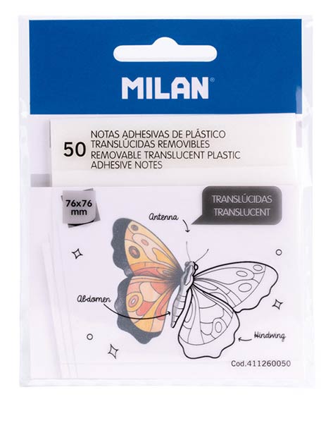 TACO NOTAS QUITA Y PON 76X76 TRANSLUCIDAS PP MILAN