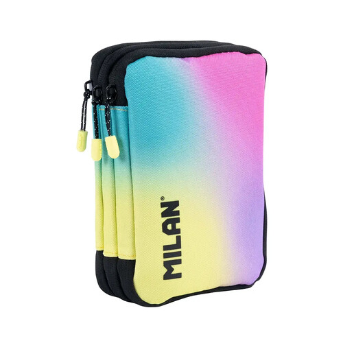 PLUMIER TRIPLE CON CONTENIDO COLECCION SUNSET NEGRO