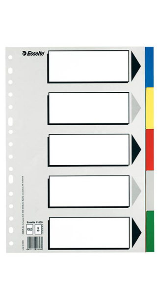 SEPARADOR FOLIO 5 SEPARADORES PP PLASTICO