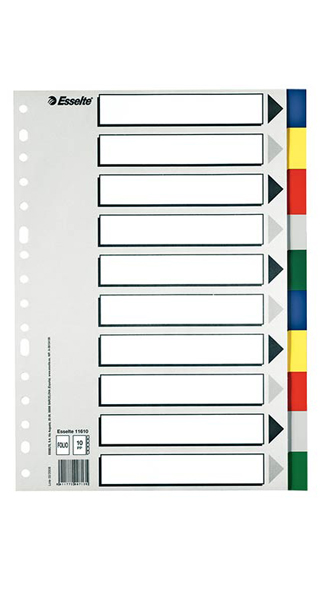 SEPARADOR FOLIO 10 SEPARADORES PP 713 COLORES SURTIDOS