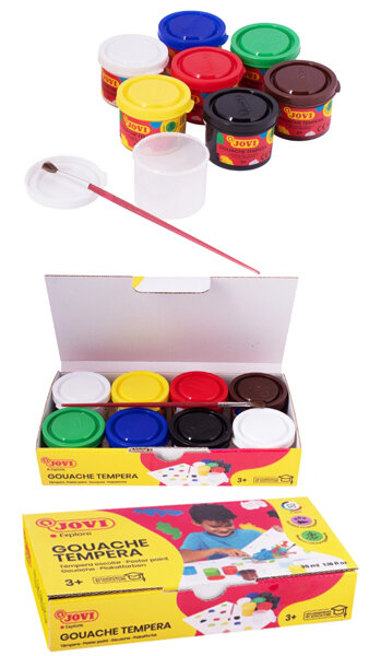 TEMPERA ESCOLAR 35 ML COLORES SURTIDOS 7 BOTES CAJA+PINCEL
