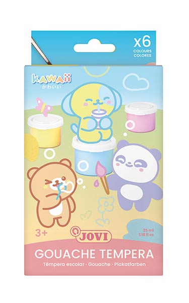 TEMPERA 6 COLORES KAWAII SURTIDOS ( 6 BOTES DE 35ML )