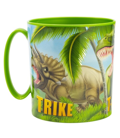 TAZA INFANTIL PLASTICO 390ML PARA MICROONDAS DINOSAURIOS