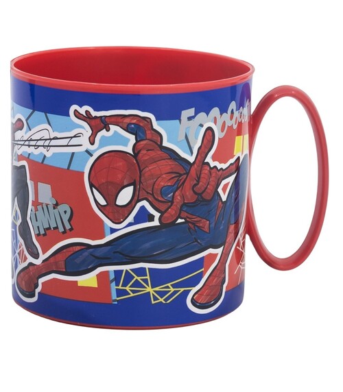 TAZA INFANTIL PLASTICO 390ML PARA MICROONDAS SPIDERMAN