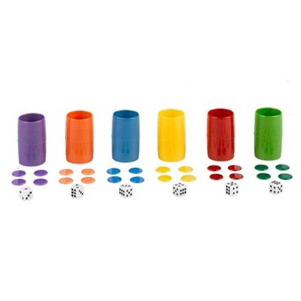 CUBILETES PARCHIS 6 JUGADORES ACCESORIOS FICHAS + DADOS