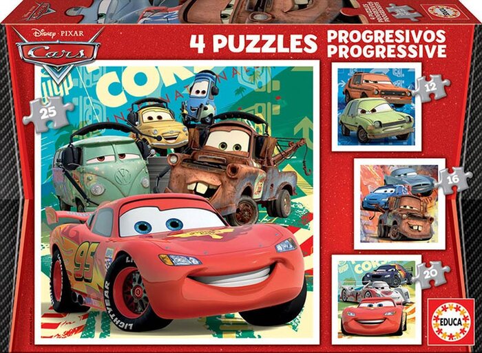 PUZZLE PROGRESIVO 12-16-20-25 PIEZAS CARS DISNEY