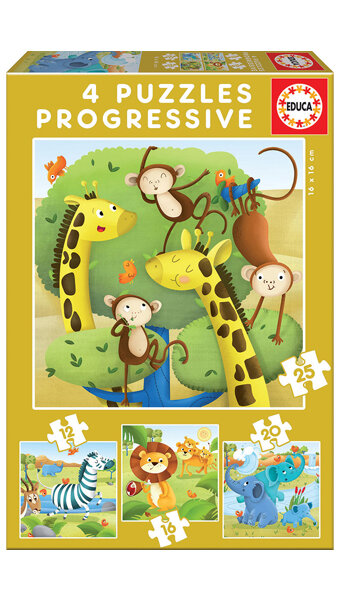 PUZZLE PROGRESIVO 12-16-20-25 PIEZAS ANIMALES SALVAJES