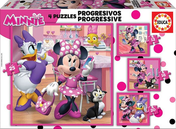 PUZZLE PROGRESIVO 12-16-20-25 PIEZAS MINNIE AYUDANTES FELIZ