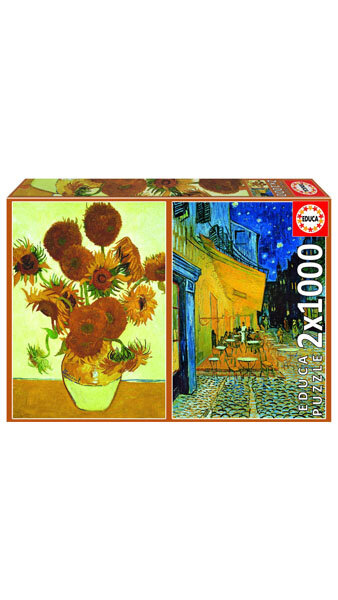 PUZZLE 2 X 1000 LOS GIRASOLES + TERRAZA CAFE POR LA NOCHE