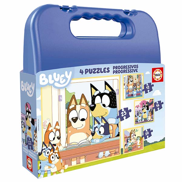 PUZZLE PROGRESIVO 12-16-20-25 PIEZAS BLUEY MALETIN