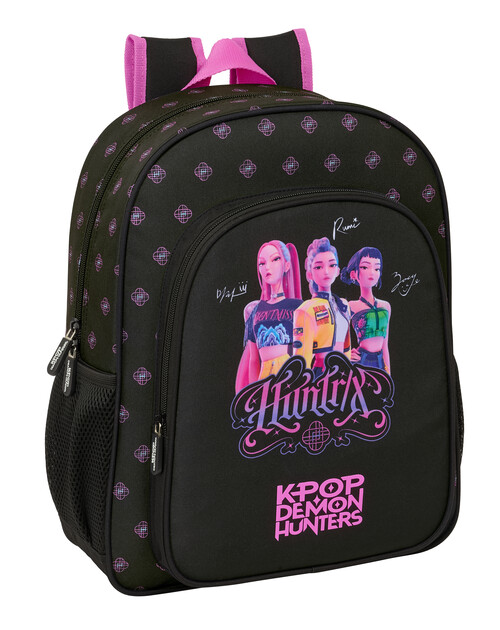 MOCHILA JUNIOR ADAPT.CARRO K-POP DEMON HUNTERS NEGRA