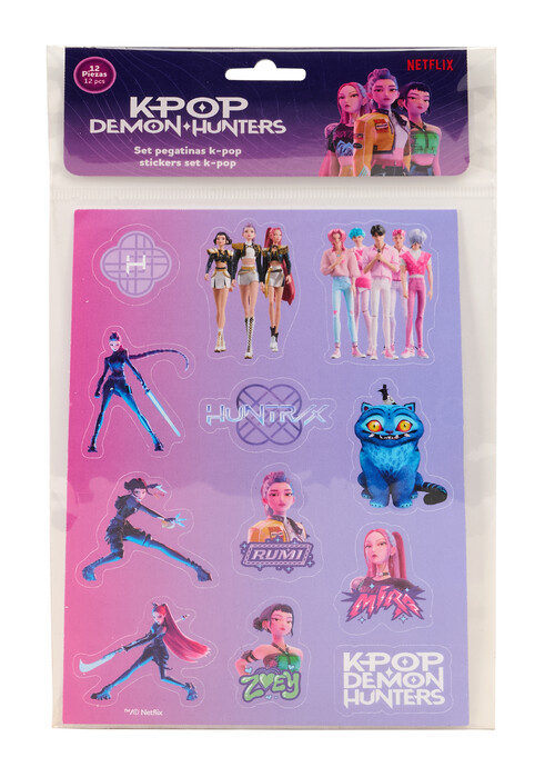 SET 12 PEGATINAS K-POP DEMON HUNTERS STATIONERY BLISTER