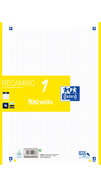 RECAMBIO A4 4A 5X5 100H LIMA SIN ENCOLAR-CAJA 15