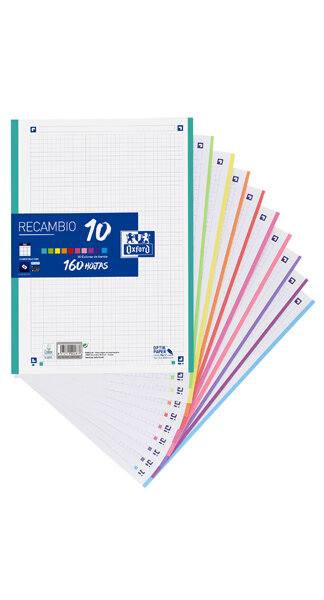 RECAMBIO A4 4A 5X5 160H 10 COLORES SIN ENCOLAR-CAJA 15U