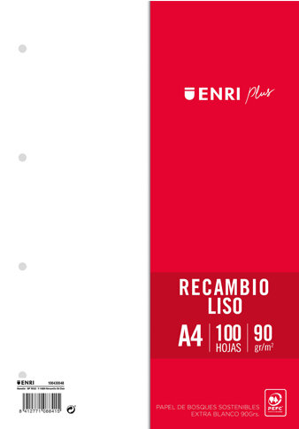 RECAMBIO A4 4A LISO 100H 90GR ENRI CAJA 24U