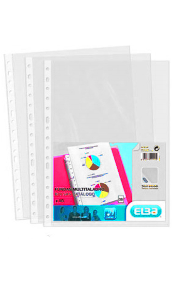 FUNDA MULTITALADRO FOLIO PP CRISTAL 10U BOLSA (PREMIUM)