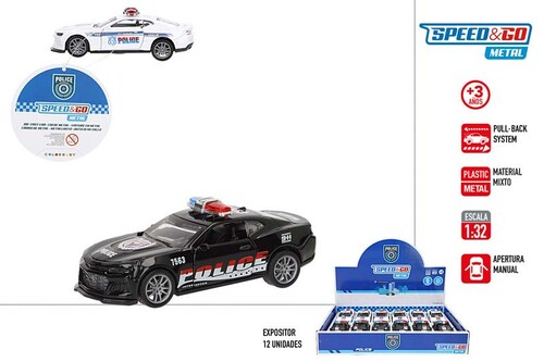 COCHE POLICIA METALICO FRICCION 2 COLORES - EXP. 12U