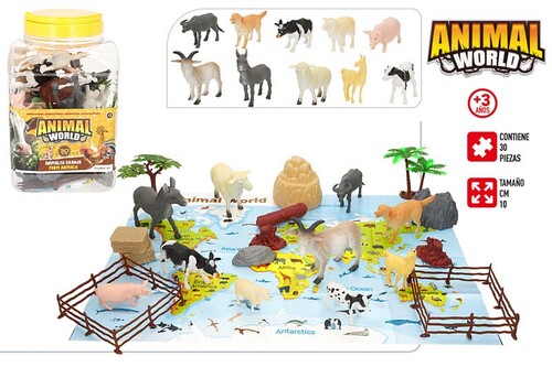 BOTE 30 ANIMALES GRANJA C/ACCESORIOS